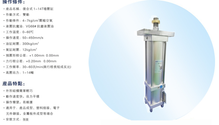 JRNT復(fù)合迷你倒裝型氣液增壓缸操作條件